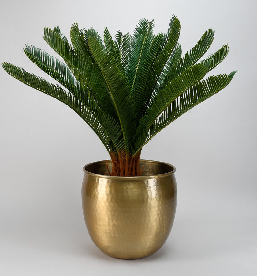 10.75in Wide Brass-Look Aluminum Planter Pot, Large