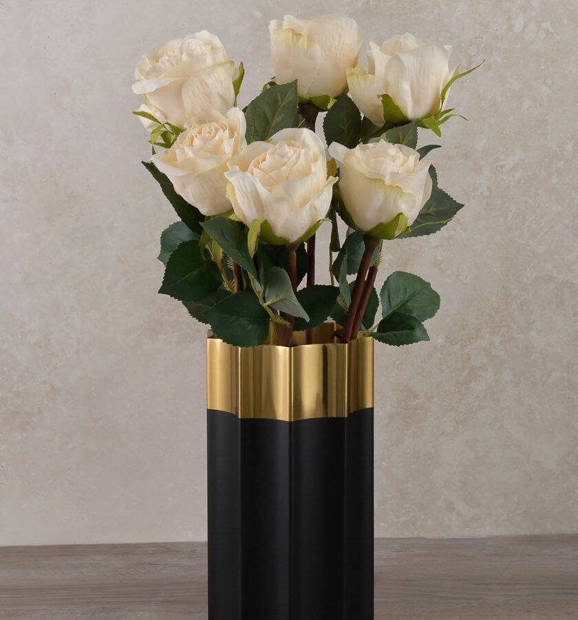 7.75in Tall Black & Gold Stainless Steel Vase