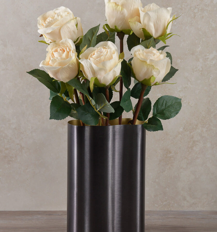 8in Tall Black Cobra Brushed Stainless Steel Vase