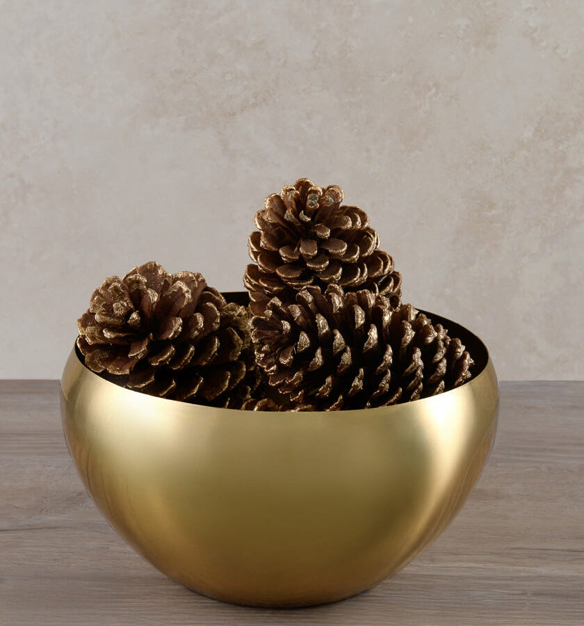 8in Wide Gold Metal Centerpiece Bowl