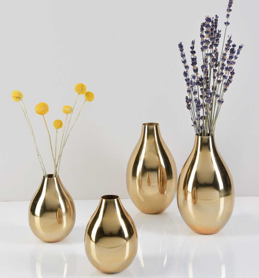 4in Tall Gold Metal Bud Vase Set of 4