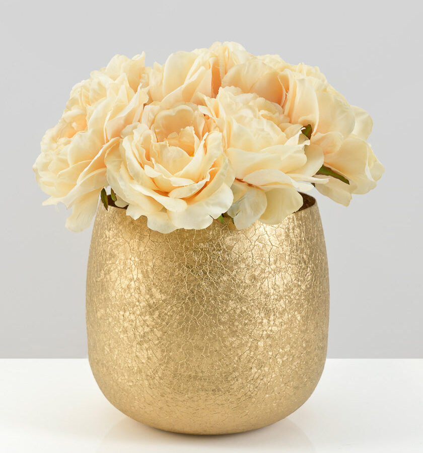 6in Wide Gold Metal Centerpiece Bowl