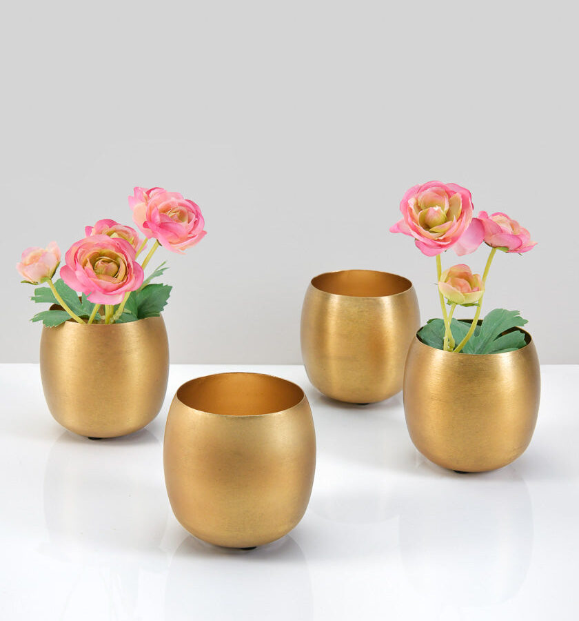 3.5in Wide Mini Gold Steel Bowls Set of 4