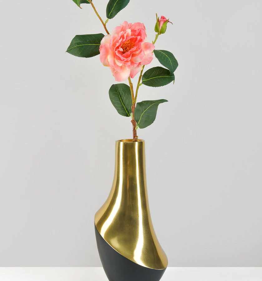 Black & Gold Two-Tone Steel Vase