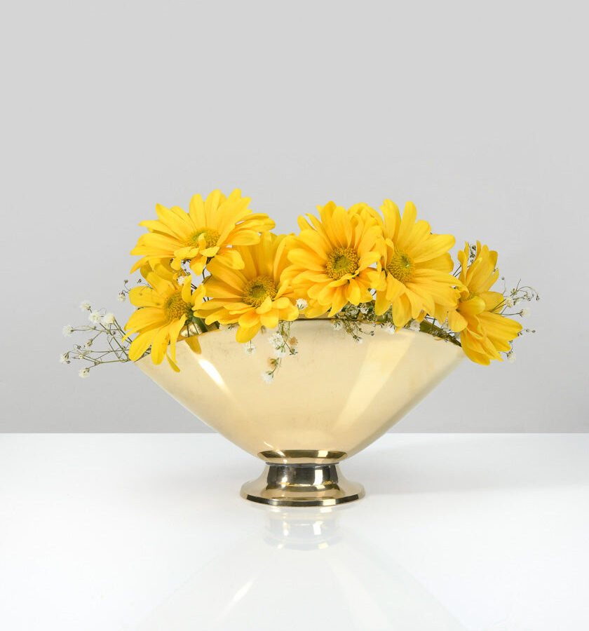 6.25in Wide Gold Oval Brass Centerpiece Bowl