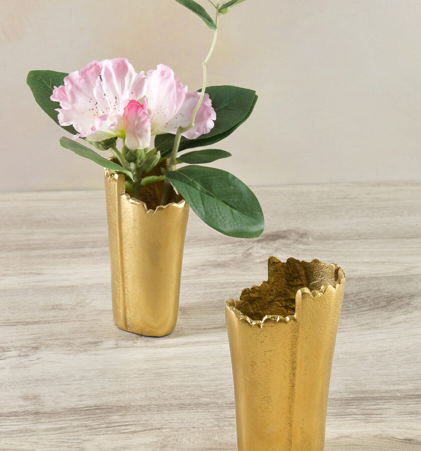 5in Tall Gold Aluminum Mini Vase Set of 2