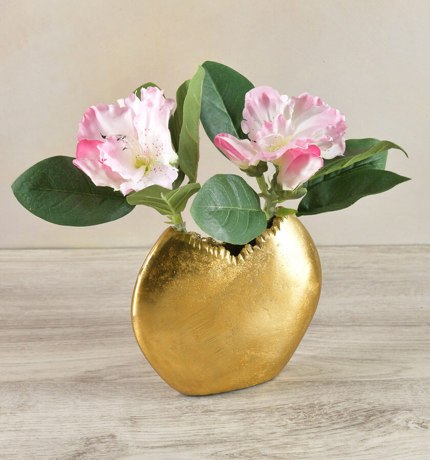 5in Tall Gold Aluminum Circular Vase