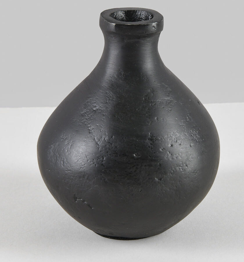 4in Tall Black Aluminum Rustic Gourd Mini Vase