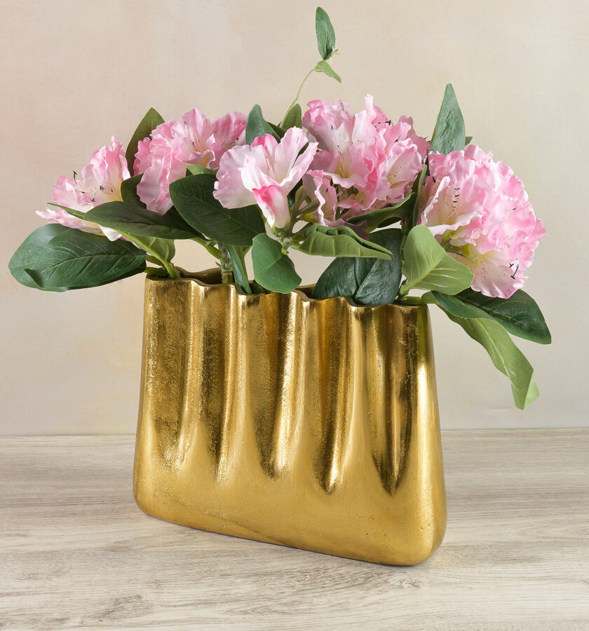 8.25in Tall Gold Aluminum Wave Vase