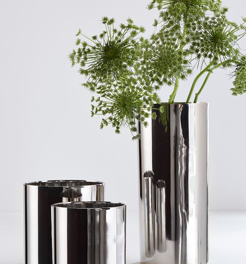 Nickel Plated Aluminum Cylinder Vase
