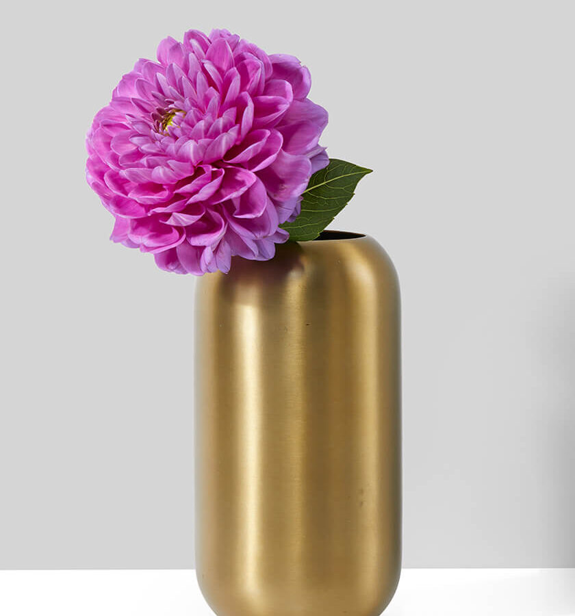5.5in Tall Matte Gold Steel Capsule Vase
