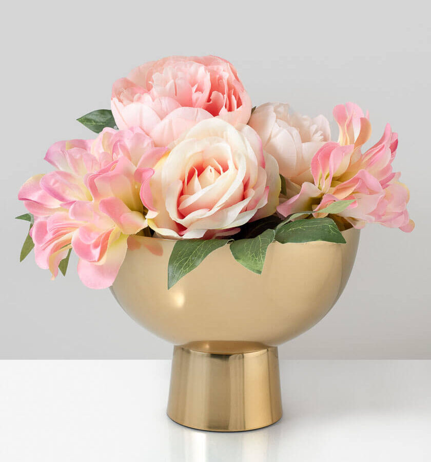 7in Wide Gold Pedestal Stainless Steel Centerpiece Bowl