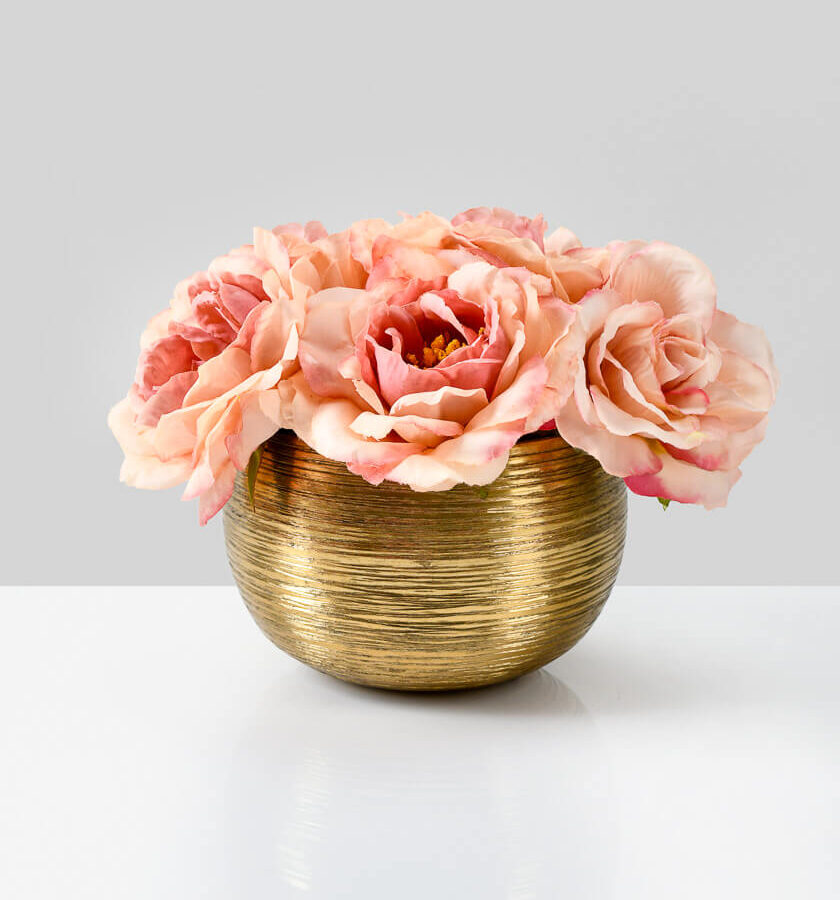 5in Wide Etched Gold Aluminum Centerpiece Bowl